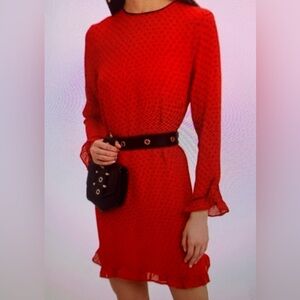 Ganni Fiery Red/Black Polka Dot  Dress